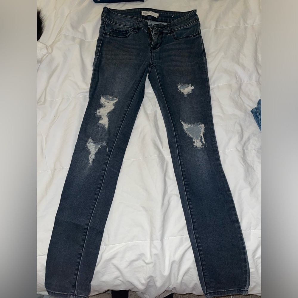 Bullhead Dark Blue Ripped Skinny Jeans